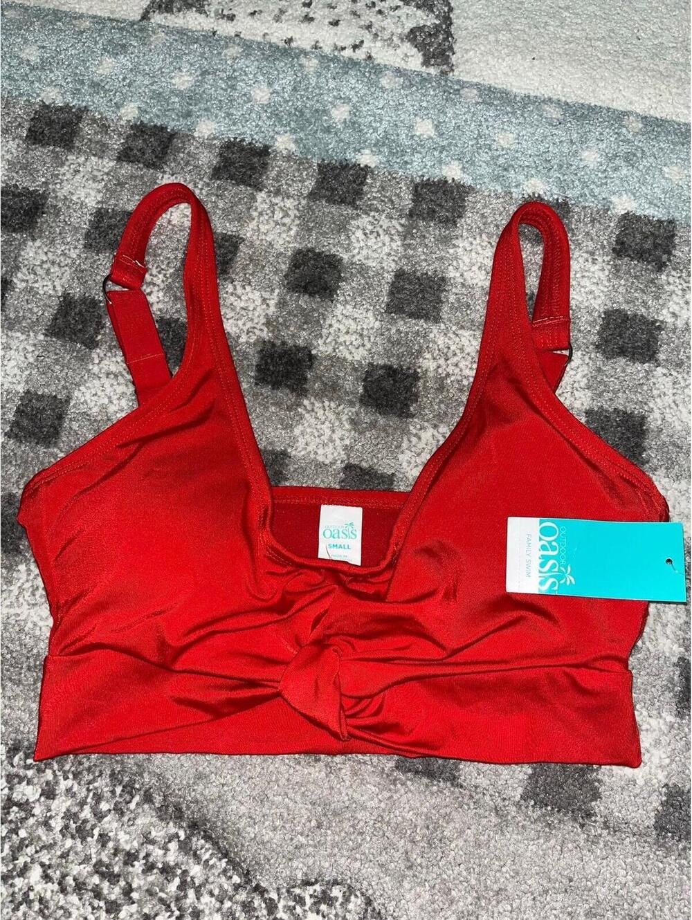 Oasis Womens Small Red Bikini Top Tie Front NWT